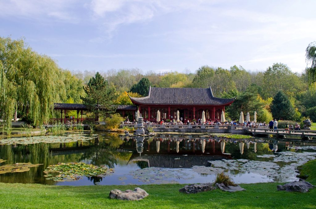 Chinese tempel in Gärten der Welt