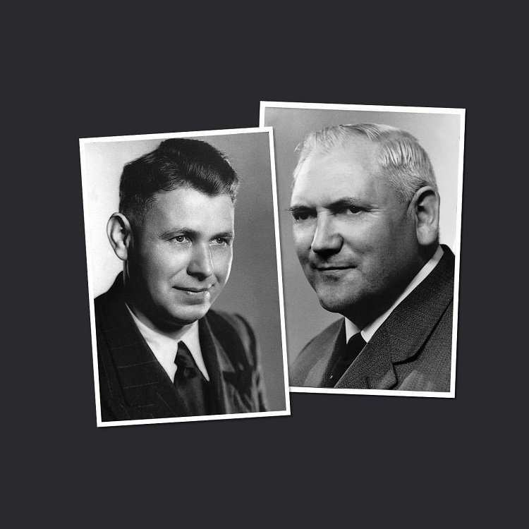 Portretten van de oprichters van K&M Karl König en Erich Meyer